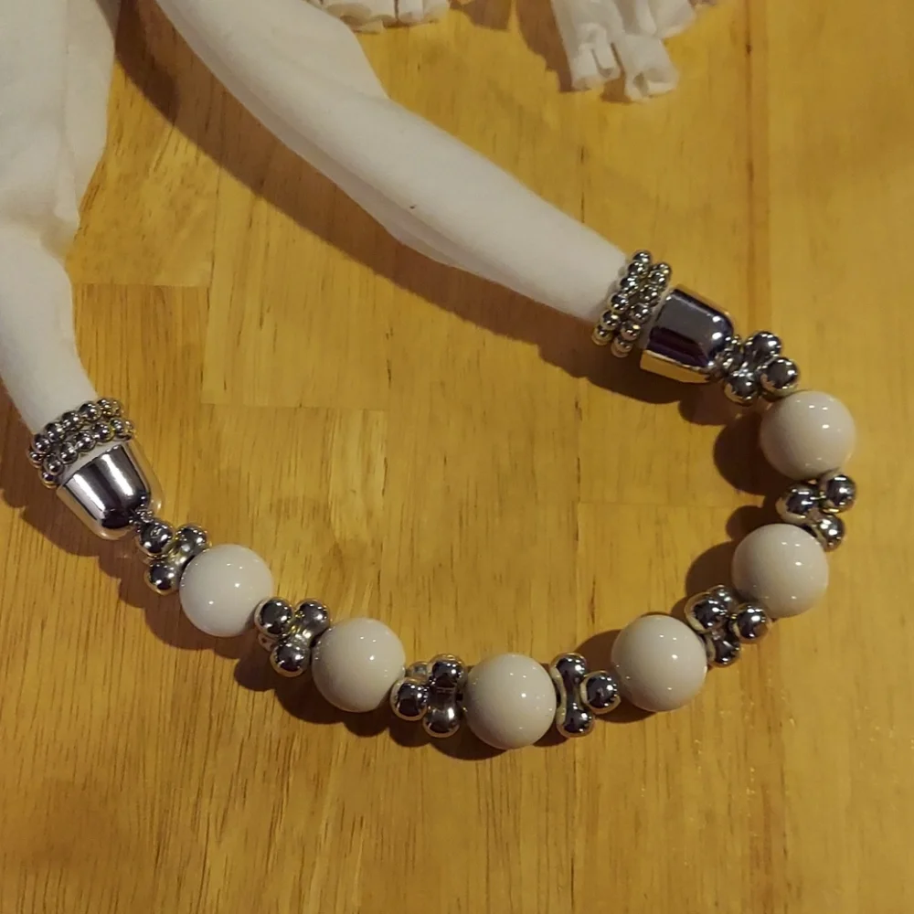 White fabric rope tie belt tassel fringe bead‎